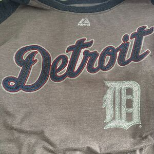 Majestic Detroit Tigers Baseball 3/4 Sleeve Raglan T-Shirt Men's Size 3XT Brown